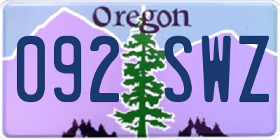 OR license plate 092SWZ