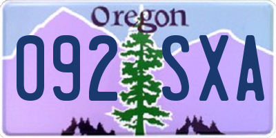 OR license plate 092SXA