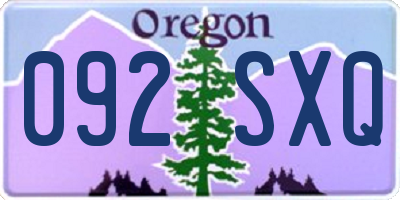 OR license plate 092SXQ