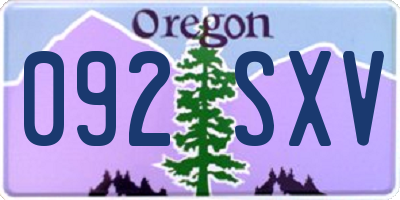 OR license plate 092SXV