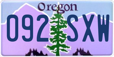 OR license plate 092SXW