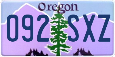 OR license plate 092SXZ