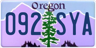 OR license plate 092SYA