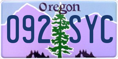 OR license plate 092SYC