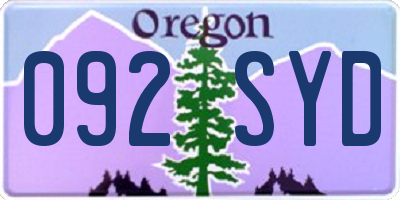 OR license plate 092SYD