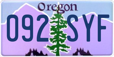 OR license plate 092SYF