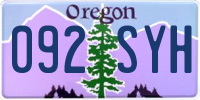 OR license plate 092SYH