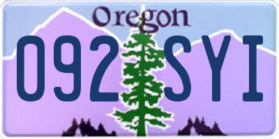OR license plate 092SYI