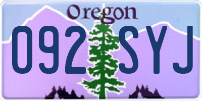 OR license plate 092SYJ