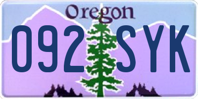 OR license plate 092SYK