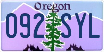 OR license plate 092SYL