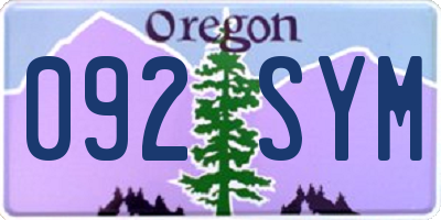 OR license plate 092SYM