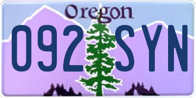 OR license plate 092SYN