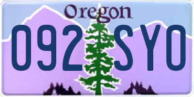 OR license plate 092SYO