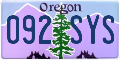 OR license plate 092SYS