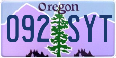 OR license plate 092SYT