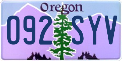 OR license plate 092SYV