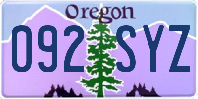 OR license plate 092SYZ