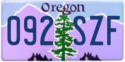 OR license plate 092SZF