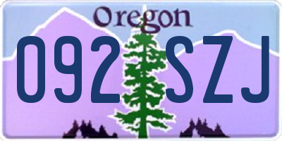 OR license plate 092SZJ