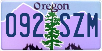 OR license plate 092SZM