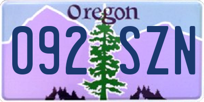 OR license plate 092SZN
