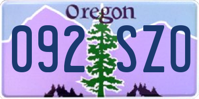 OR license plate 092SZO