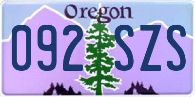 OR license plate 092SZS