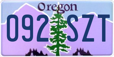 OR license plate 092SZT