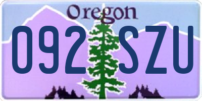 OR license plate 092SZU