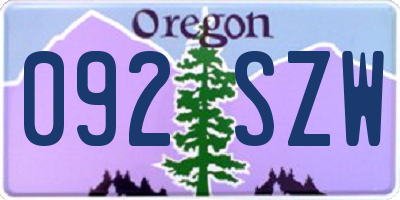 OR license plate 092SZW
