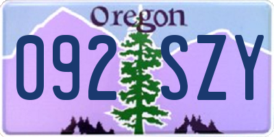 OR license plate 092SZY