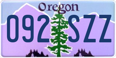 OR license plate 092SZZ