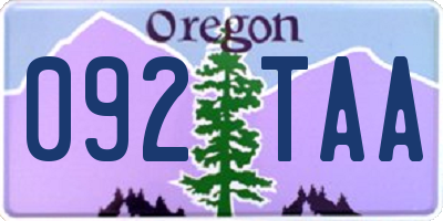 OR license plate 092TAA
