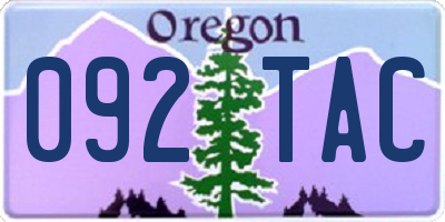 OR license plate 092TAC