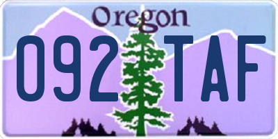 OR license plate 092TAF