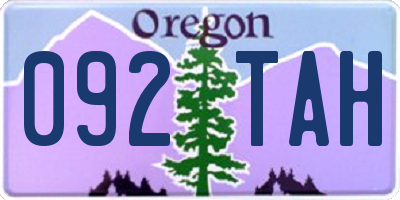 OR license plate 092TAH