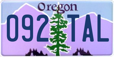 OR license plate 092TAL