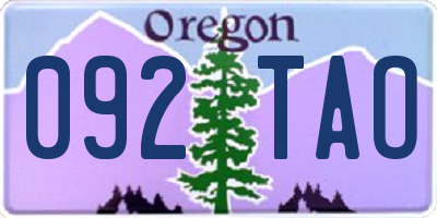 OR license plate 092TAO