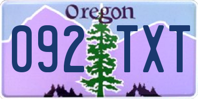 OR license plate 092TXT