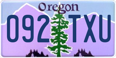 OR license plate 092TXU