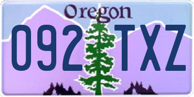 OR license plate 092TXZ