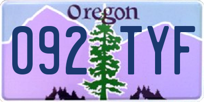 OR license plate 092TYF