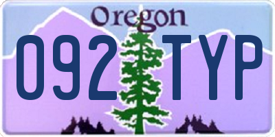 OR license plate 092TYP