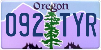 OR license plate 092TYR