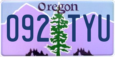 OR license plate 092TYU