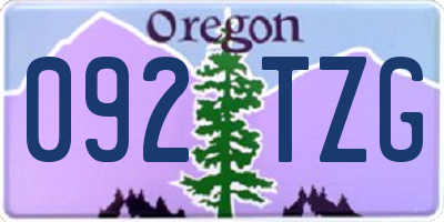 OR license plate 092TZG