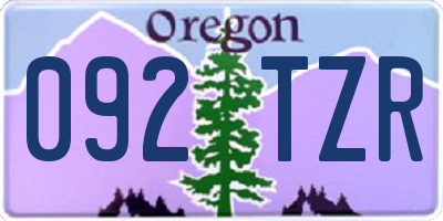 OR license plate 092TZR