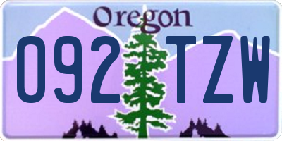 OR license plate 092TZW