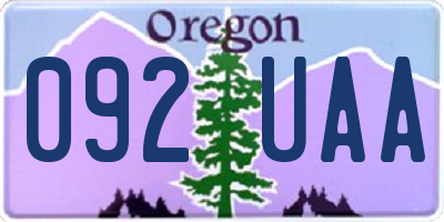 OR license plate 092UAA